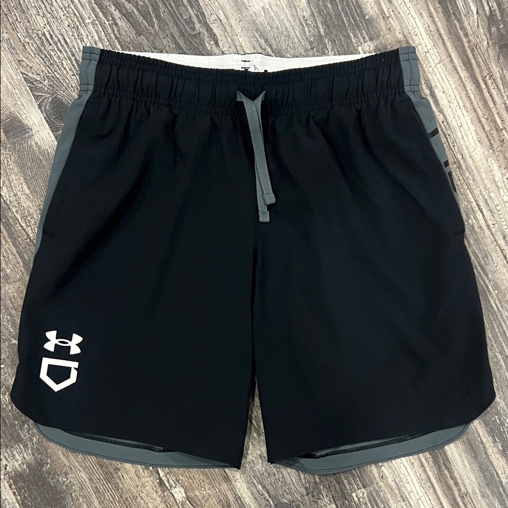 Under Armour Black and Gray Baseball Athletic Shorts